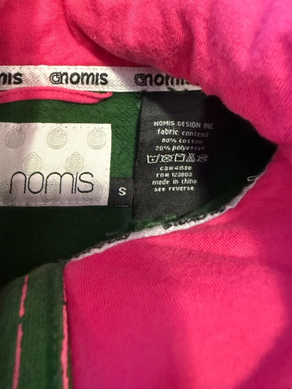 Nomis green & pink boho button up sweatshirt SZ SM - Picture 7 of 14